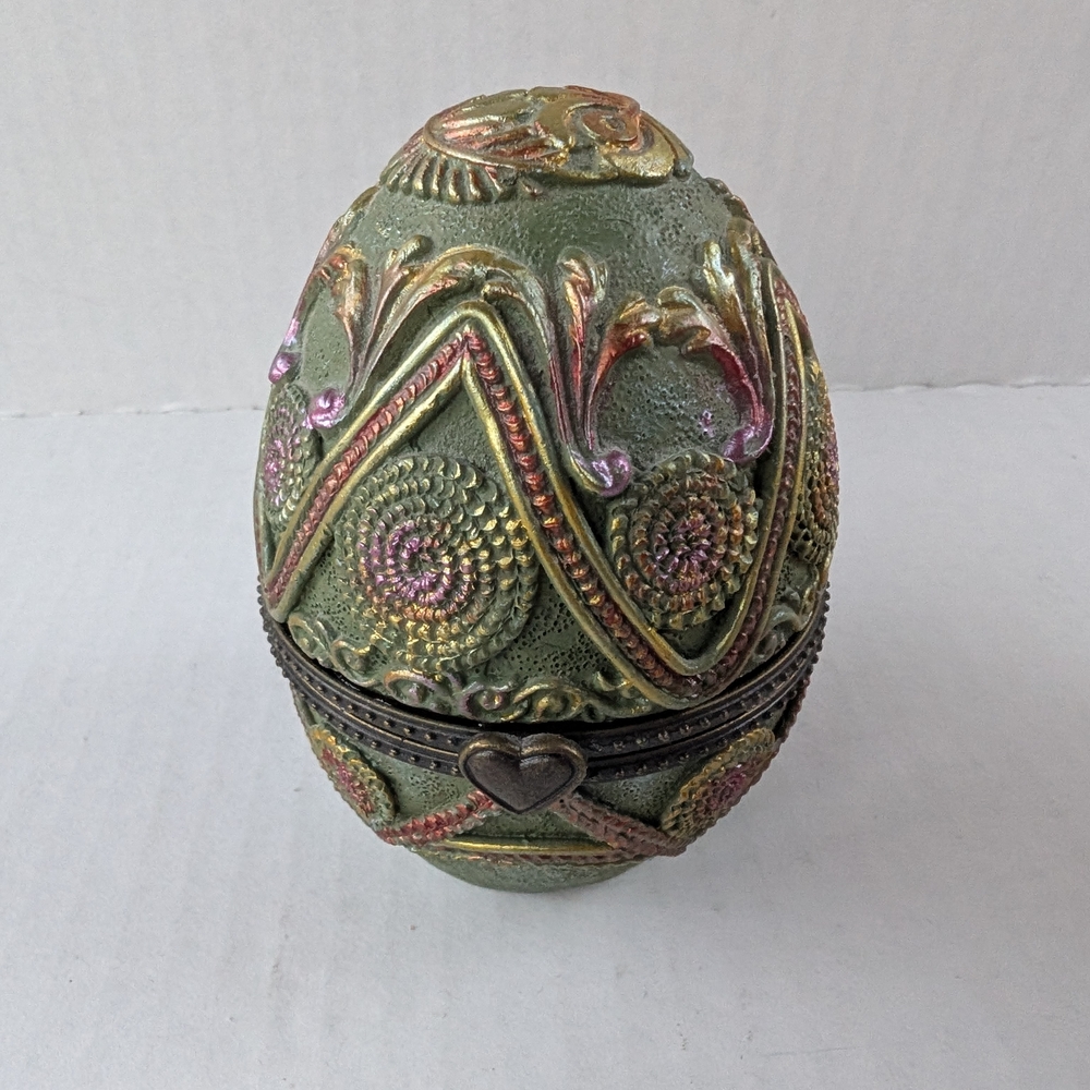 Decorative Green Egg with Gold Accents
